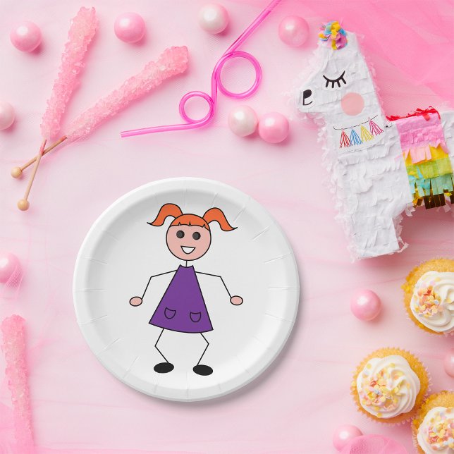 Stick Girl Paper Plate (Creator Uploaded)
