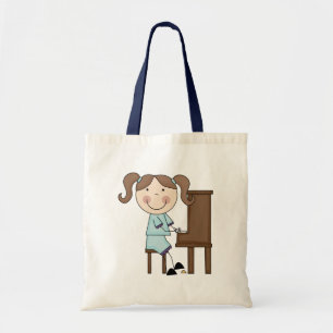 Stick Girl Playing Piano Tote Bag