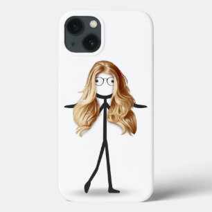 Stick Girl With Blonde Hair and Glasses  iPhone 13 Case