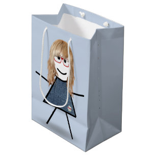 Stick Girl with Blonde Hair  Medium Gift Bag