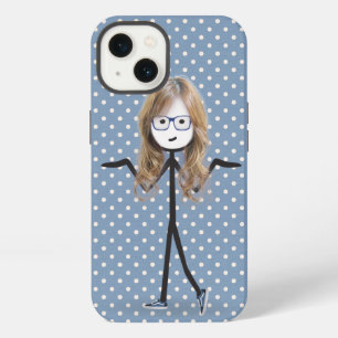 Stick Girl With Blonde Hair on Dots iPhone 13 Case