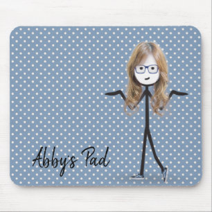 Stick Girl With Blonde Hair on Dots  Mouse Pad