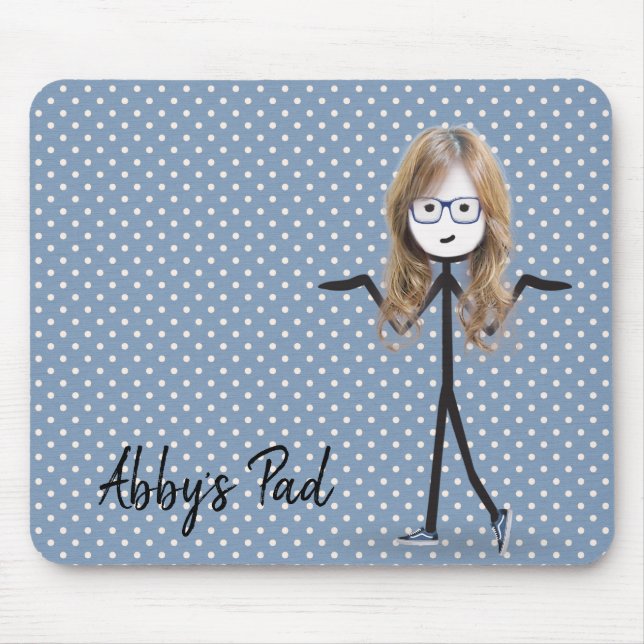 Stick Girl With Blonde Hair on Dots  Mouse Pad (Front)