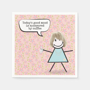 Stick Girl With Coffee Mug Napkin