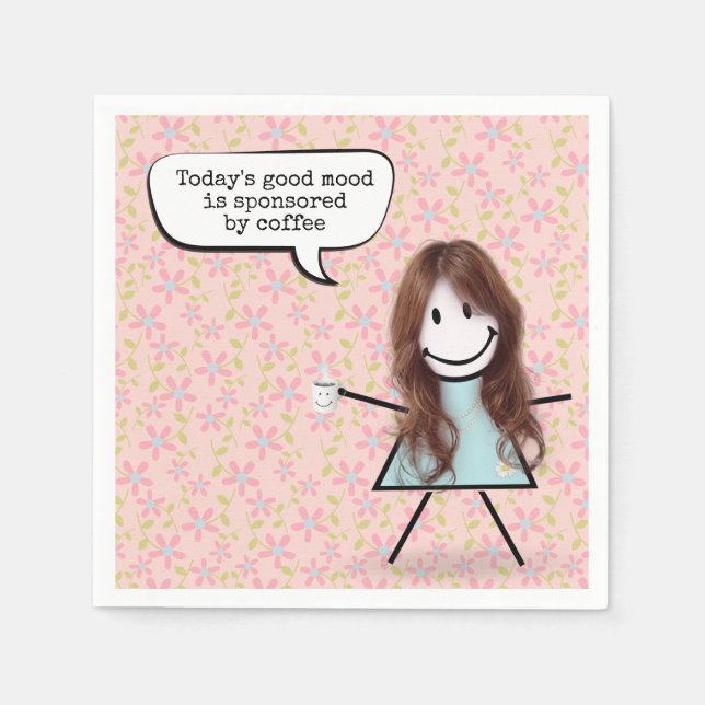 Stick Girl With Coffee Mug Napkin (Front)