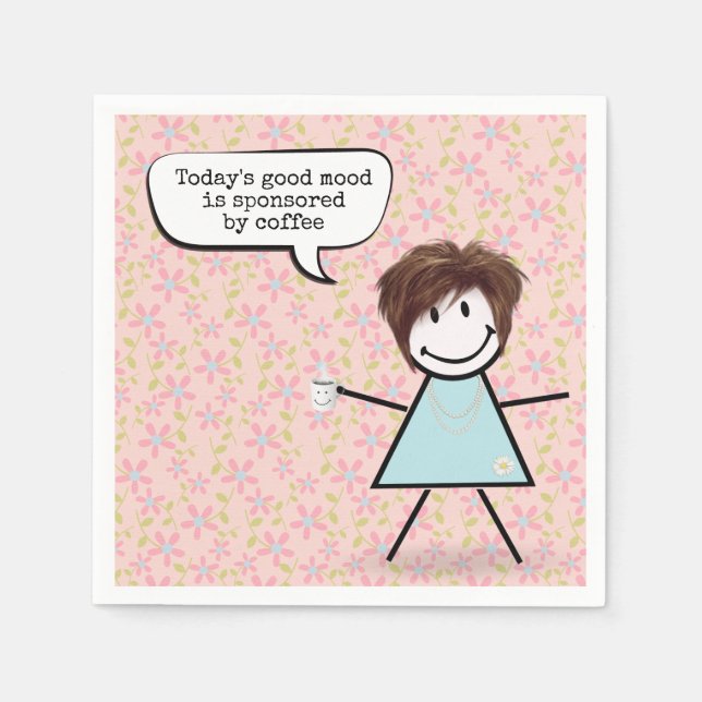 Stick Girl With Coffee Mug Napkin (Front)