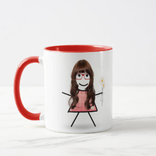 Stick Girl with Daisies and Inspirational Quote Mug