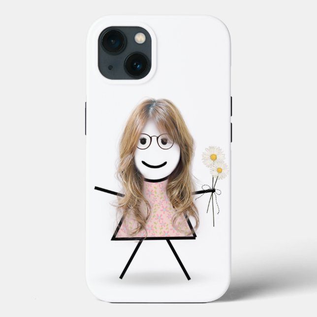 Stick Girl with Daisies Case-Mate iPhone Case (Back)