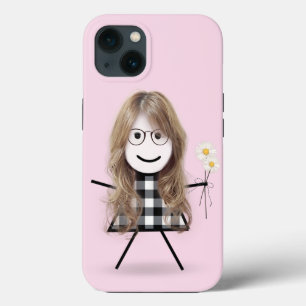 Stick Girl with Daisies   iPhone 13 Case