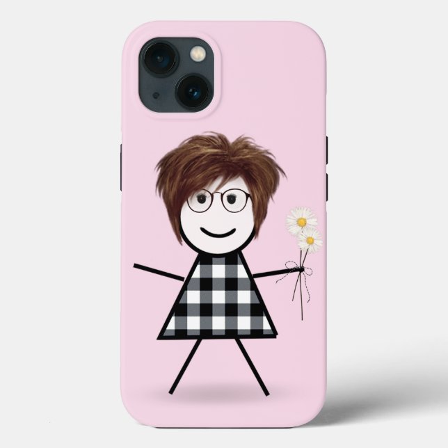 Stick Girl with Daisy Bouquet Case-Mate iPhone Case (Back)