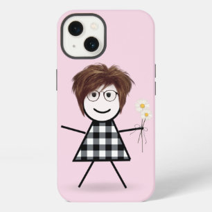 Stick Girl with Daisy Bouquet iPhone 13 Case