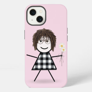 Stick Girl with Daisy Bouquet iPhone 13 Case