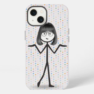 Stick Girl with Glasses on Polka Dots iPhone 13 Case