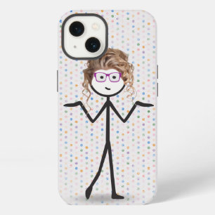 Stick Girl with Glasses on Polka Dots iPhone 13 Case