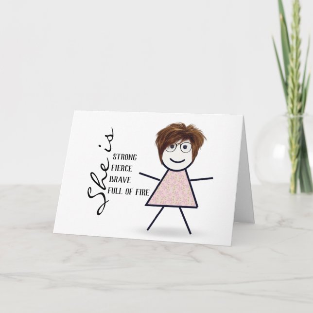Stick Girl with Hair for Mom Card (Front)