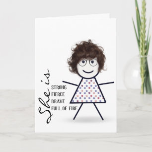 Stick Girl with Hair For Mom Card