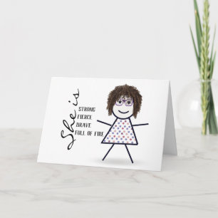 Stick Girl with Hair for Mom's Birthday Card