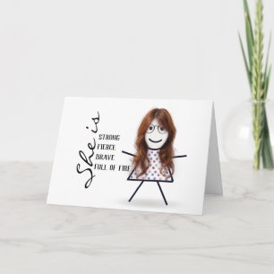Stick Girl with Hair for Mom's Birthday Card
