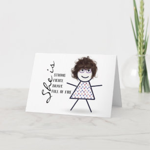 Stick Girl with Hair for Mom's Birthday  Card