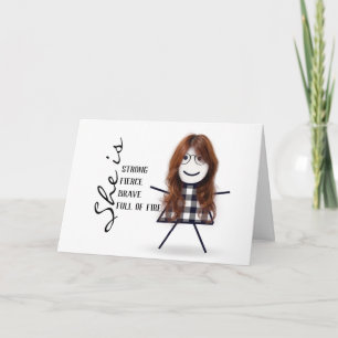 Stick Girl with Hair for Mothers Day Card