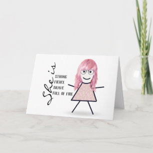 Stick Girl with Pink for Mom Card