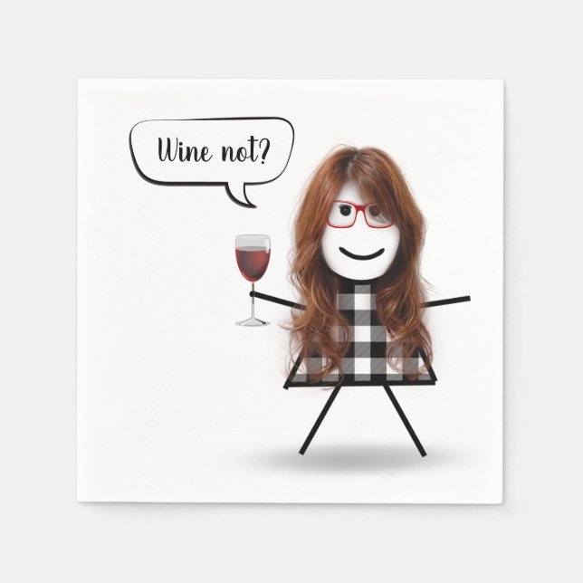 Stick Girl with Red Wine  Napkin (Front)