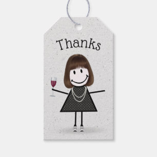 Stick Girl With Wine and Sneakers Gift Tags