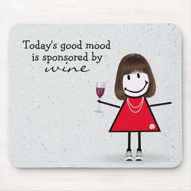 Stick Girl With Wine and Sneakers   Mouse Pad (Front)