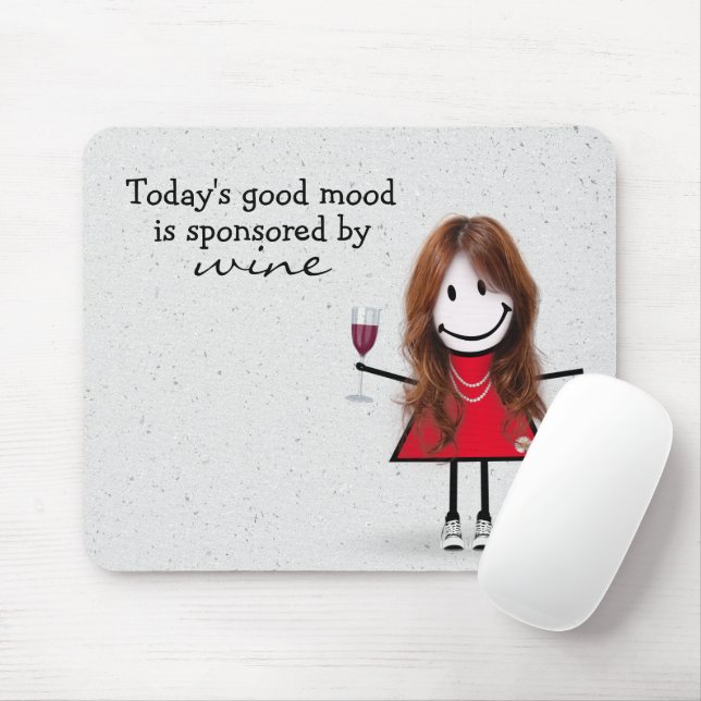 Stick Girl With Wine and Sneakers Mouse Pad (With Mouse)
