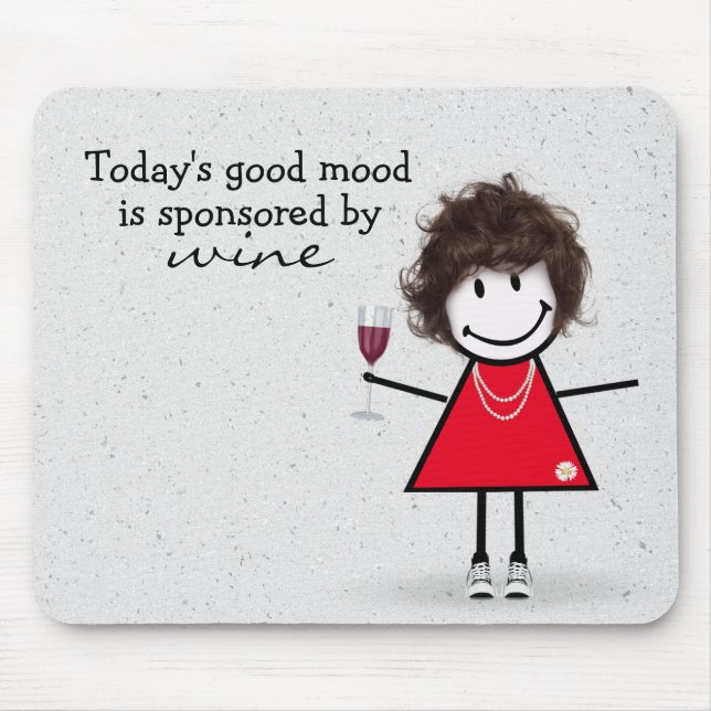 Stick Girl With Wine and Sneakers Mouse Pad (Front)