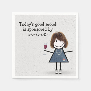 Stick Girl With Wine and Sneakers Napkin