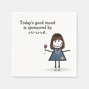Stick Girl With Wine and Sneakers Napkin