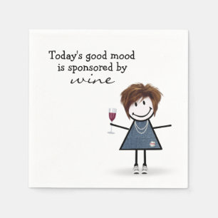 Stick Girl With Wine and Sneakers  Napkin