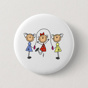 Stick Girls Jumping Rope 2 Inch Round Button