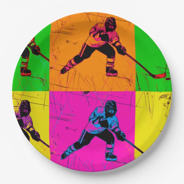 Stick Handling Hockey Player   Paper Plate (Front)