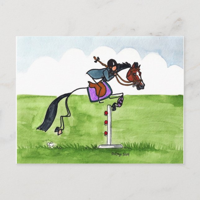 STICK HORSE Pony Showjumping Postcard (Front)