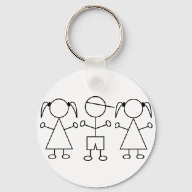 Stick kids keychain triplet girl girl boy (Front)