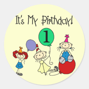 Stick Kids Party 1st Birthday T-shirts and Gifts Classic Round Sticker