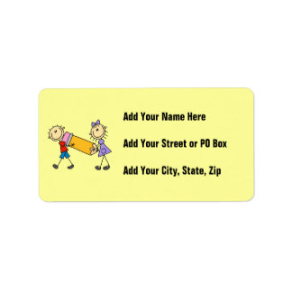 Stick Kids With Pencil Label