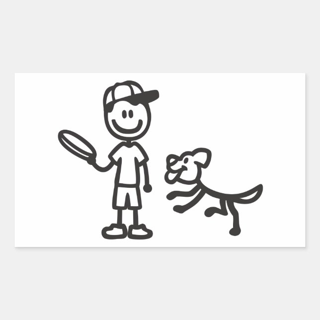 Stick Man and Dog playing Frisbee Sticker (Front)