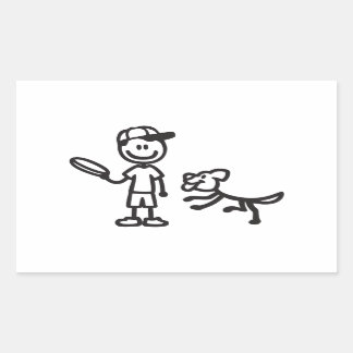 Stick Man and Dog playing Frisbee Sticker