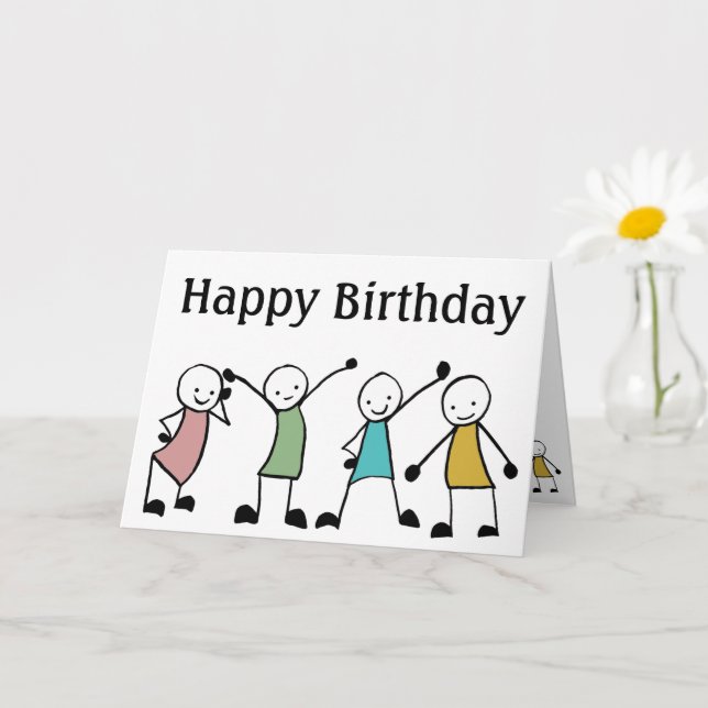 Stick Man Birthday Party Card (Small Plant)