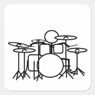 Stick man Drummer Square Sticker