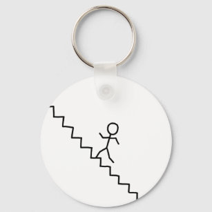 Stick man going up the stairs keychain