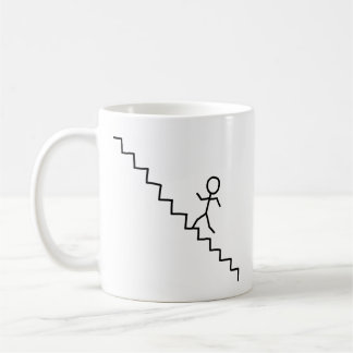 Stick man going up the stairs mug