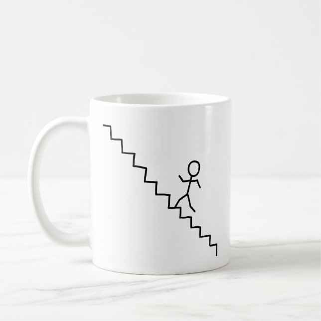 Stick man going up the stairs mug (Left)