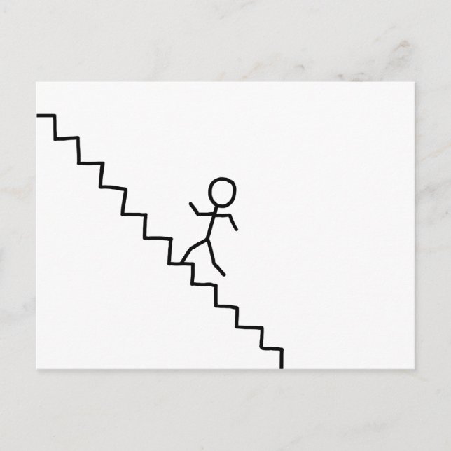 Stick man monter l'escalier carte postale (Devant)