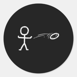 Stick Man Playing Disc Golf Funny Frisbee Golfing Classic Round Sticker