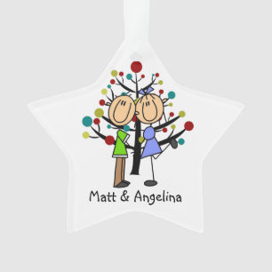 Stick mignon Figure Couple Ornement de vacances