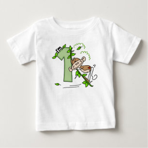 Stick Monkey Swing 1st Birthday Baby T-Shirt